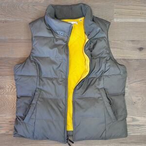 Vince Down Insulated Puffer Vest Cropped Taupe Yellow Outerwear Womens Medium